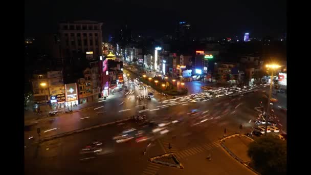 Vista Para Trânsito Noturno Cidade Telhado Hanói Vietname — Vídeo de Stock