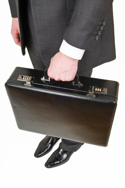 young man businessman with suitcase