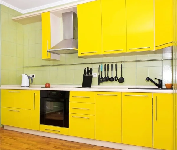 Kitchen interior yellow Stock Picture