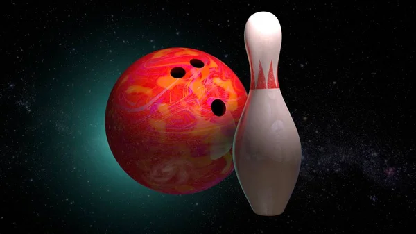 Bowling background with skittles and ball — Stock Photo, Image