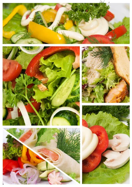 Collage of different salads Stock Image