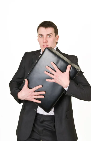 ビジネススーツケースを着た若い男 — ストック写真