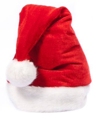 Beyaz arka planda kırmızı şapkalı Noel Baba