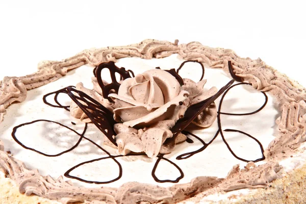 Tårta med söt grädde dekorationer — Stockfoto