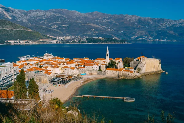 Stare Miasto budva i Plaza Ricardova Glava — Zdjęcie stockowe