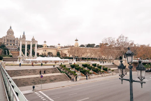 Kouzelná fontána Montjuic, na kopci Montjuic v Barceloně, Španělsko — Stock fotografie