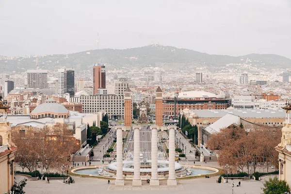 Kouzelná fontána Montjuic, na kopci Montjuic v Barceloně, Španělsko — Stock fotografie