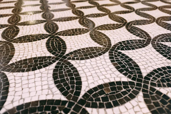 Black and white mosaic on the floor at the Budapest Opera.