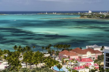 Karayip lagün ve beyaz kumlu plajları Nassau, Bahamalar