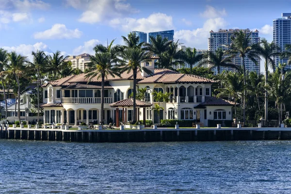 Immobilier Luxe Sur Voie Navigable Intercôtière Fort Lauderdale Floride — Photo