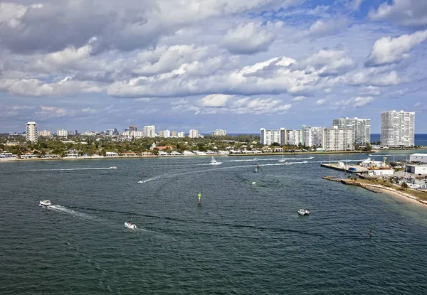 Navires Traversant Inlet Qui Les Mène Océan Atlantique Fort Lauderdale — Photo