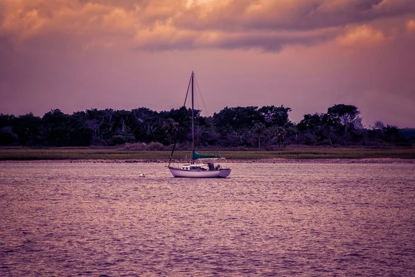 Sailboat Sailing Inlet Atlantic Ocean Amelia Island Florida — Stock Photo, Image