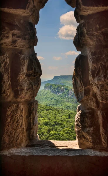 View Western Trapps Climbing Cliffs Skytop Mohonk Mountain House Upstate — Stock Photo, Image