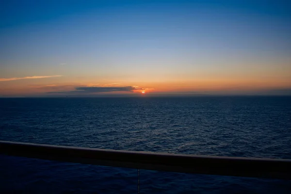 Coucher Soleil Sur Mer Méditerranée Depuis Balcon Bateau Croisière — Photo