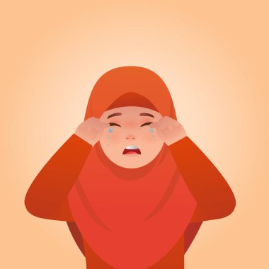 Kız Cry ifadeler jest, karikatür çizim