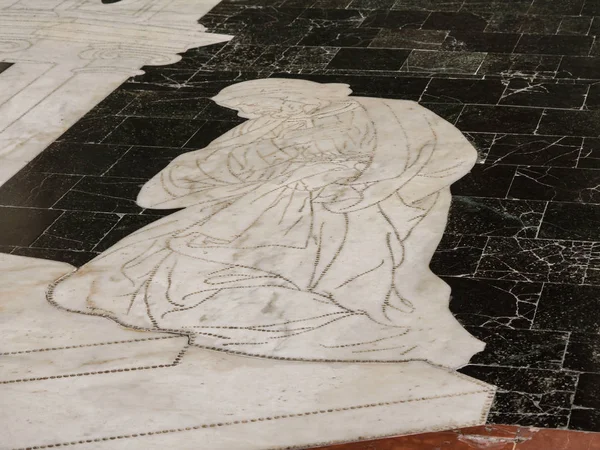 Detalhe do piso em mosaico de mármore na Catedral de Siena — Fotografia de Stock