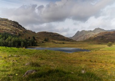 Langdale Pikes ve Blea Tarn Lake District, İngiltere'de