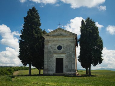 Val dorcia Toskana manzara Capella di Vitaleta Şapeli