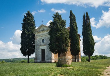Val dorcia Toskana manzara Capella di Vitaleta Şapeli