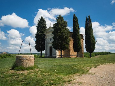 Val dorcia Toskana manzara Capella di Vitaleta Şapeli