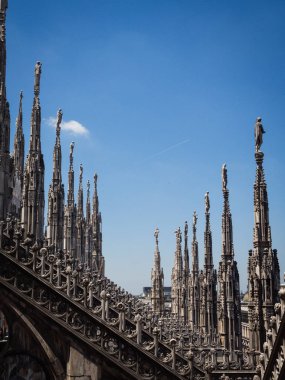 İtalya'da Milan Catehdral çatı terası ayrıntıları