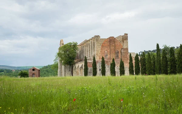 Takfritt kloster San Galgano i Italien — Stockfoto