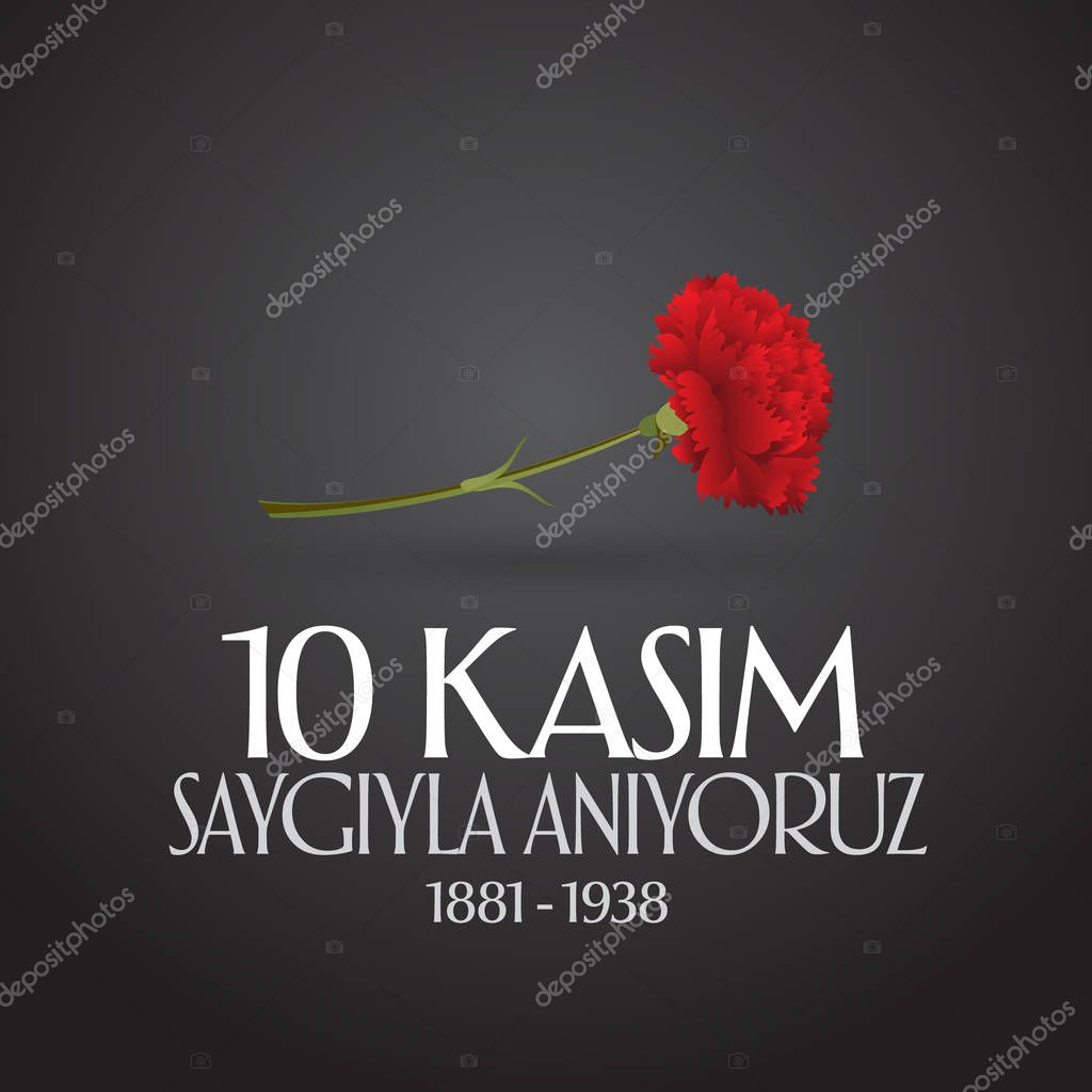 10 November, Mustafa Kemal Ataturk Death Day anniversary. Memorial day of Ataturk. Billboard and wishes card Design. (TR: 10 Kasim, Atamizi Saygiyla Aniyoruz. Tebrik karti.)