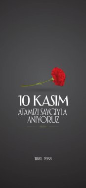 10 November, Mustafa Kemal Ataturk Death Day anniversary. Memorial day of Ataturk. Billboard and wishes card Design. (TR: 10 Kasim, Atamizi Saygiyla Aniyoruz. Tebrik karti.) clipart