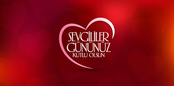 Februari Perayaan Hari Valentine Turki Subat Sevgililer Gununuz Kutlu Olsun - Stok Vektor