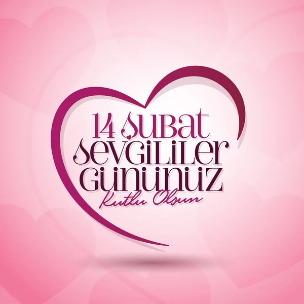 Februari Perayaan Hari Valentine Turki Subat Sevgililer Gununuz Kutlu Olsun - Stok Vektor