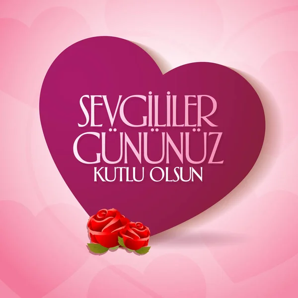 Februari Perayaan Hari Valentine Turki Subat Sevgililer Gununuz Kutlu Olsun - Stok Vektor