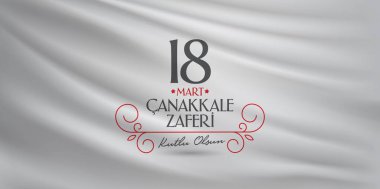 18 Mart 1915 günü Türk ulusal tatil Osmanlı Çanakkale zafer anıtı. Billboard, afiş, sosyal medya, tebrik kartı şablonu. (Türkçe: 18 Mart Çanakkale Zaferi Kutlu Olsun)