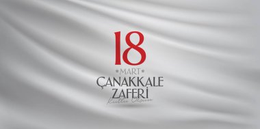 18 Mart 1915 günü Türk ulusal tatil Osmanlı Çanakkale zafer anıtı. Billboard, afiş, sosyal medya, tebrik kartı şablonu. (Türkçe: 18 Mart Çanakkale Zaferi Kutlu Olsun)