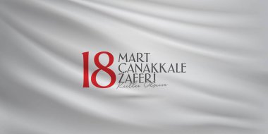 18 Mart 1915 günü Türk ulusal tatil Osmanlı Çanakkale zafer anıtı. Billboard, afiş, sosyal medya, tebrik kartı şablonu. (Türkçe: 18 Mart Çanakkale Zaferi Kutlu Olsun)