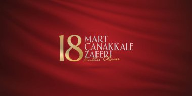18 Mart 1915 günü Türk ulusal tatil Osmanlı Çanakkale zafer anıtı. Billboard, afiş, sosyal medya, tebrik kartı şablonu. (Türkçe: 18 Mart Çanakkale Zaferi Kutlu Olsun)