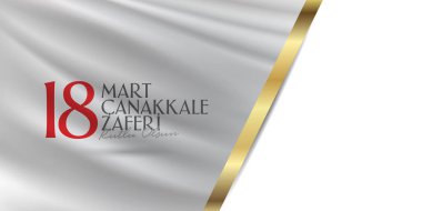 18 Mart 1915 günü Türk ulusal tatil Osmanlı Çanakkale zafer anıtı. Billboard, afiş, sosyal medya, tebrik kartı şablonu. (Türkçe: 18 Mart Çanakkale Zaferi Kutlu Olsun)