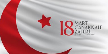 18 Mart 1915 günü Türk ulusal tatil Osmanlı Çanakkale zafer anıtı. Billboard, afiş, sosyal medya, tebrik kartı şablonu. (Türkçe: 18 Mart Çanakkale Zaferi Kutlu Olsun)