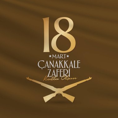 18 Mart 1915 günü Türk ulusal tatil Osmanlı Çanakkale zafer anıtı. Billboard, afiş, sosyal medya, tebrik kartı şablonu. (Türkçe: 18 Mart Çanakkale Zaferi Kutlu Olsun)