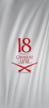 18 Mart 1915 günü Türk ulusal tatil Osmanlı Çanakkale zafer anıtı. Billboard, afiş, sosyal medya, tebrik kartı şablonu. (Türkçe: 18 Mart Çanakkale Zaferi Kutlu Olsun)