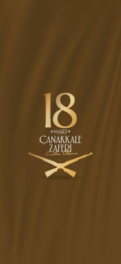 18 Mart 1915 günü Türk ulusal tatil Osmanlı Çanakkale zafer anıtı. Billboard, afiş, sosyal medya, tebrik kartı şablonu. (Türkçe: 18 Mart Çanakkale Zaferi Kutlu Olsun)