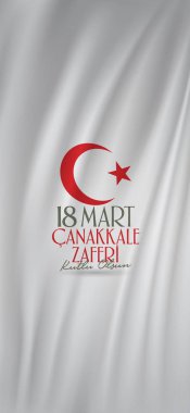 18 Mart 1915 günü Türk ulusal tatil Osmanlı Çanakkale zafer anıtı. Billboard, afiş, sosyal medya, tebrik kartı şablonu. (Türkçe: 18 Mart Çanakkale Zaferi Kutlu Olsun)