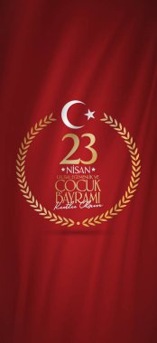 23 Nisan Ulusal egemenlik ve çocuk gün. Billboard, afiş, sosyal medya, tebrik kartı şablonu. (Türkçe: 23 Nisan Ulusal Egemenlik ve Cocuk Bayrami Kutlu Olsun.)