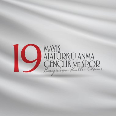 19 Mayıs Atatürk'ü Anma, Gençlik ve Spor Bayramı. Billboard, Poster, Sosyal Medya, Tebrik Kartı şablonu. (Türkçe: 19 Mayis Atatürk'ü Anma, Gençlik ve Spor Bayrami Kutlu Olsun.)