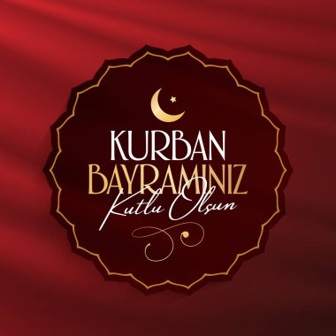 Fedakârlık ziyafeti (bayram al-Adha mübarek) (Türkçe: Kurban Bayramınız kutlu olsun) Müslüman toplumun kutsal günleri. Billboard, poster, sosyal medya, tebrik kartı şablonu.
