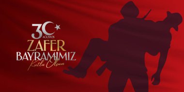 30 Ağustos Zafer Bayrami Zafer Günü Türkiye. Tercümesi: 30 Ağustos 'ta Türkiye' de zafer ve Ulusal Gün kutlandı. (Türkçe: 30 Agustos Zafer Bayrami Kutlu Olsun) Tebrik kartı şablonu.