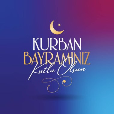 Fedakârlık ziyafeti (bayram al-Adha mübarek) (Türkçe: Kurban Bayramınız kutlu olsun) Müslüman toplumun kutsal günleri. Billboard, poster, sosyal medya, tebrik kartı şablonu.