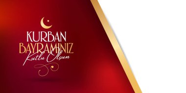 Fedakârlık ziyafeti (bayram al-Adha mübarek) (Türkçe: Kurban Bayramınız kutlu olsun) Müslüman toplumun kutsal günleri. Billboard, poster, sosyal medya, tebrik kartı şablonu.