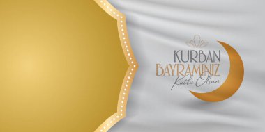 Feast of the Sacrifice Greeting (Eid al-Adha Mubarak) (Turkish: Kurban Bayraminiz Kutlu Olsun) Holy days of muslim community. Billboard, Poster, Social Media, Greeting Card template. clipart