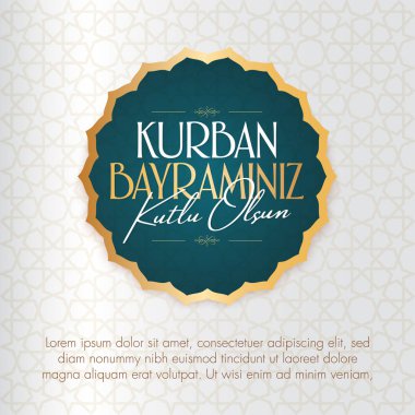 Fedakârlık ziyafeti (bayram al-Adha mübarek) (Türkçe: Kurban Bayramınız kutlu olsun) Müslüman toplumun kutsal günleri. Billboard, poster, sosyal medya, tebrik kartı şablonu.