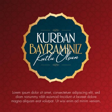 Fedakârlık ziyafeti (bayram al-Adha mübarek) (Türkçe: Kurban Bayramınız kutlu olsun) Müslüman toplumun kutsal günleri. Billboard, poster, sosyal medya, tebrik kartı şablonu.